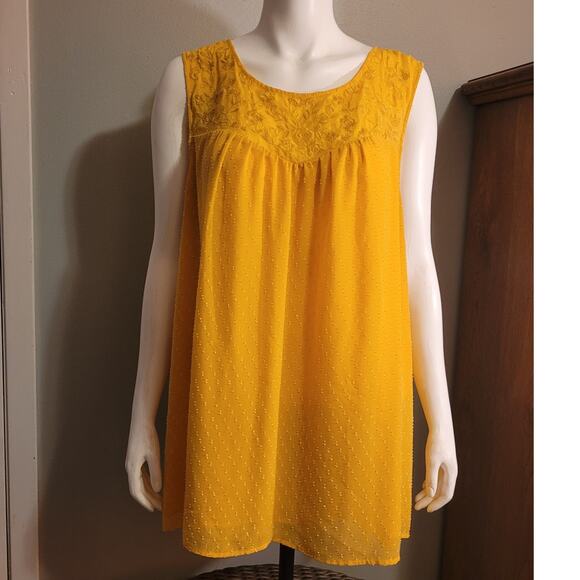 Torrid Plus 4X Yellow Swiss Dot Embroidered Sleeveless Tunic Blouse Top Womens - Picture 1 of 12
